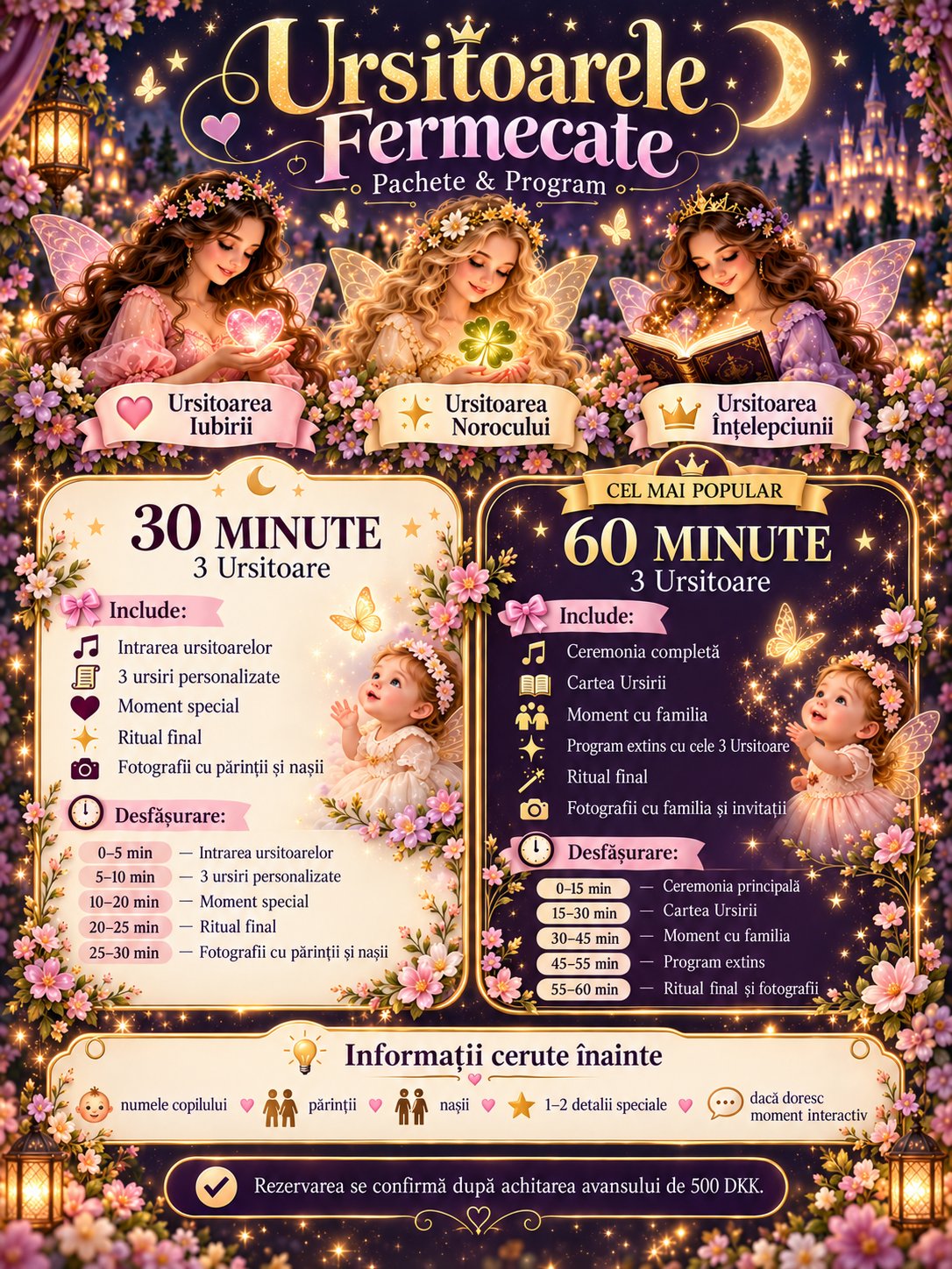 Ursitoarele Fermecate — 3 Ursitoare, program 30 și 60 minute, fără prețuri